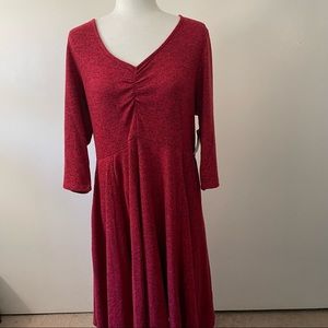Red & Black Super Soft Plush Skater Midi Dress